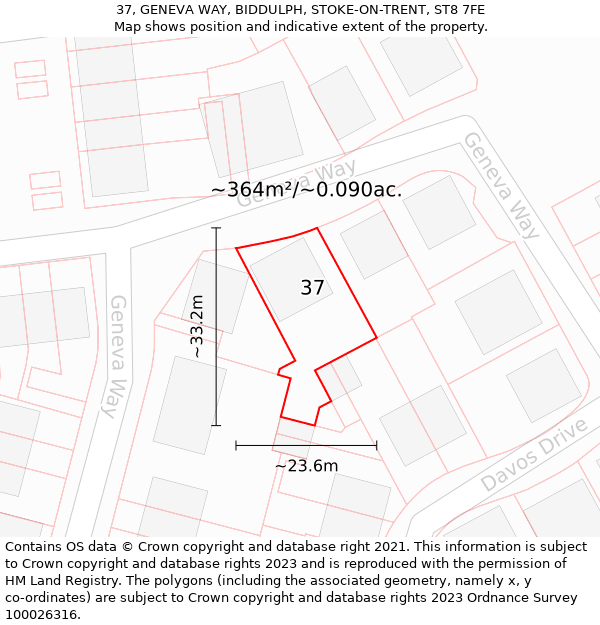 37, GENEVA WAY, BIDDULPH, STOKE-ON-TRENT, ST8 7FE: Plot and title map