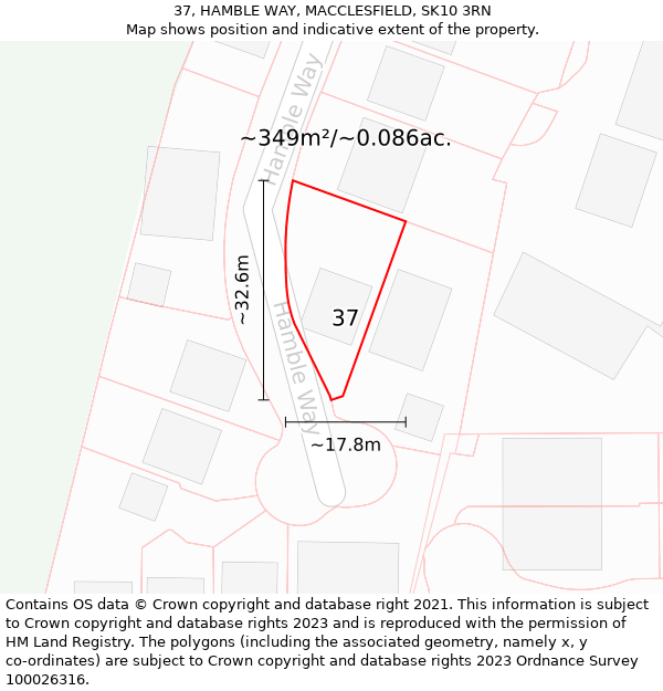 37, HAMBLE WAY, MACCLESFIELD, SK10 3RN: Plot and title map