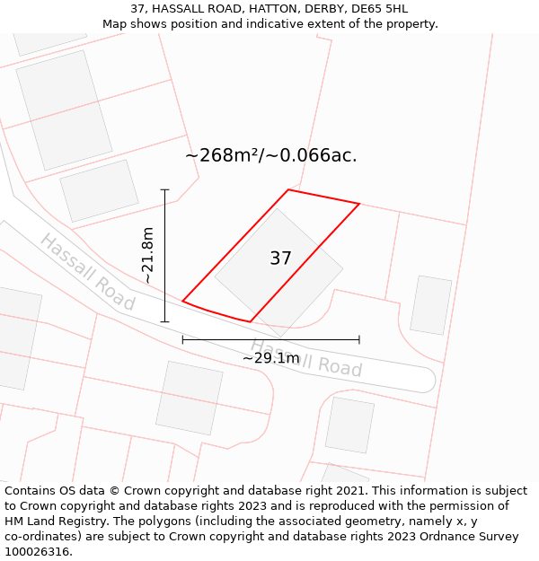 37, HASSALL ROAD, HATTON, DERBY, DE65 5HL: Plot and title map