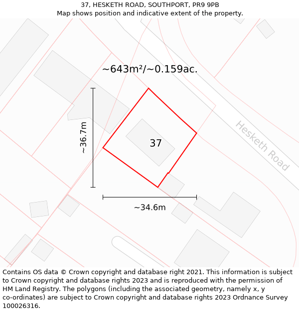 37, HESKETH ROAD, SOUTHPORT, PR9 9PB: Plot and title map