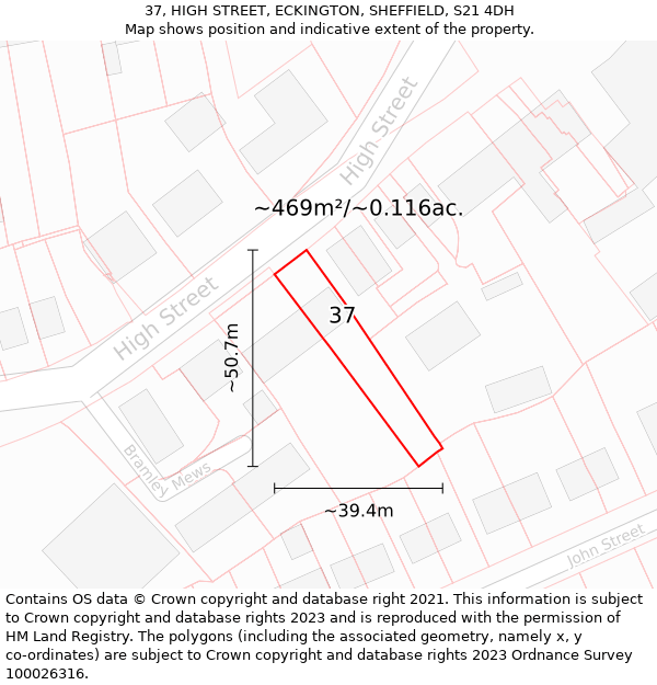 37, HIGH STREET, ECKINGTON, SHEFFIELD, S21 4DH: Plot and title map