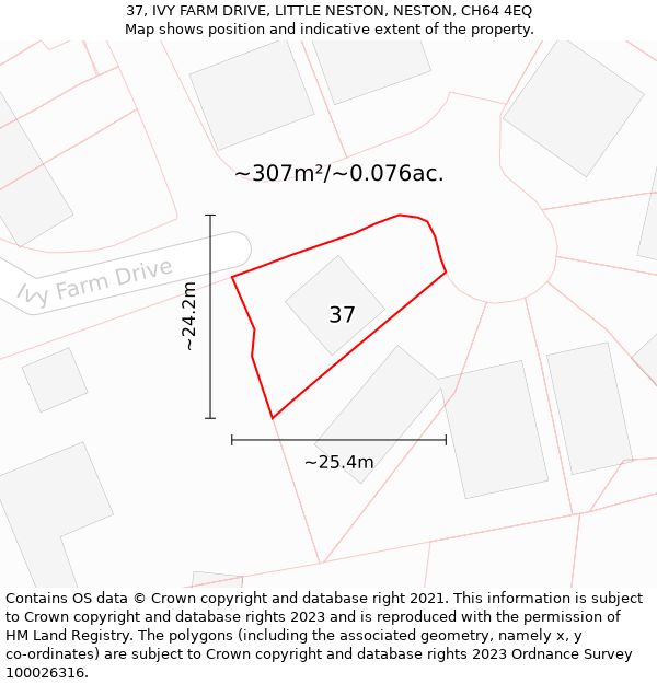 37, IVY FARM DRIVE, LITTLE NESTON, NESTON, CH64 4EQ: Plot and title map