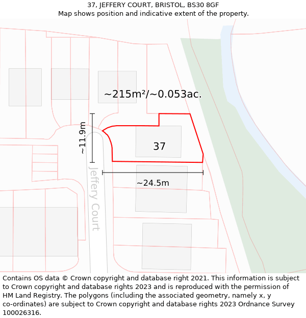 37, JEFFERY COURT, BRISTOL, BS30 8GF: Plot and title map