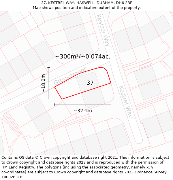 37, KESTREL WAY, HASWELL, DURHAM, DH6 2BF: Plot and title map