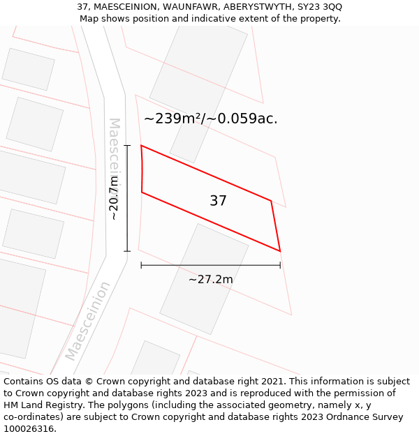 37, MAESCEINION, WAUNFAWR, ABERYSTWYTH, SY23 3QQ: Plot and title map