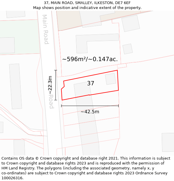 37, MAIN ROAD, SMALLEY, ILKESTON, DE7 6EF: Plot and title map