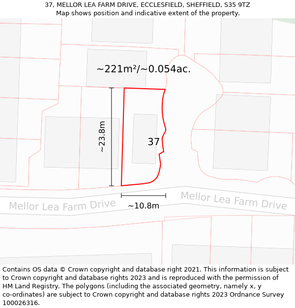 37, MELLOR LEA FARM DRIVE, ECCLESFIELD, SHEFFIELD, S35 9TZ: Plot and title map