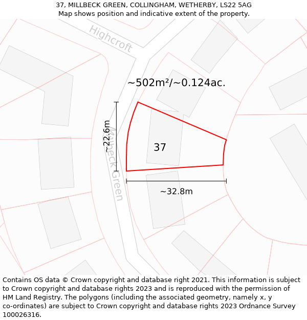 37, MILLBECK GREEN, COLLINGHAM, WETHERBY, LS22 5AG: Plot and title map