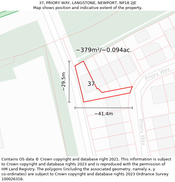 37, PRIORY WAY, LANGSTONE, NEWPORT, NP18 2JE: Plot and title map