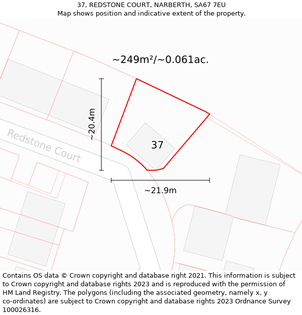 37, REDSTONE COURT, NARBERTH, SA67 7EU: Plot and title map