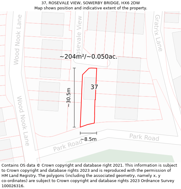 37, ROSEVALE VIEW, SOWERBY BRIDGE, HX6 2DW: Plot and title map