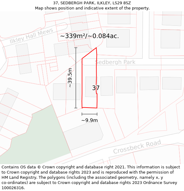 37, SEDBERGH PARK, ILKLEY, LS29 8SZ: Plot and title map