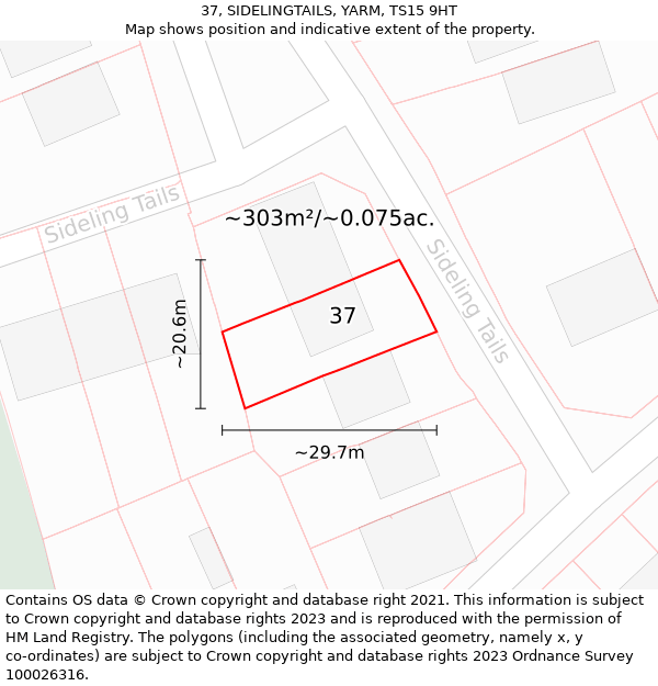 37, SIDELINGTAILS, YARM, TS15 9HT: Plot and title map