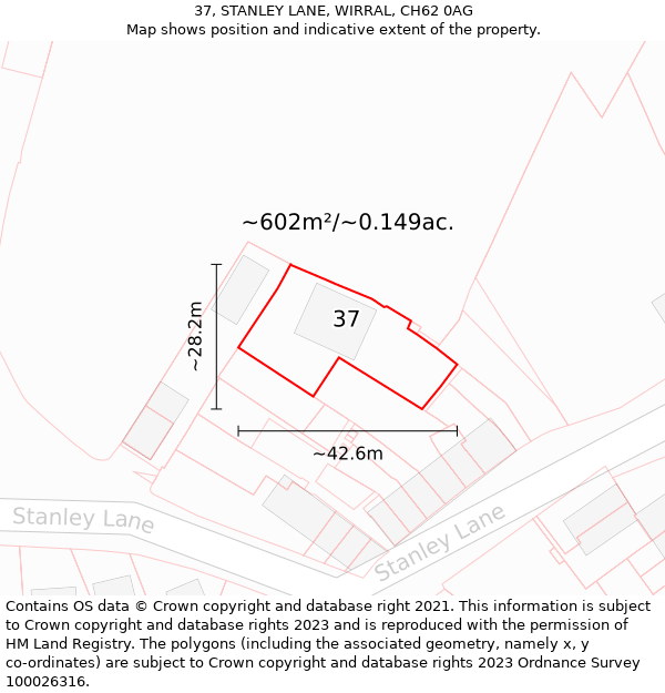 37, STANLEY LANE, WIRRAL, CH62 0AG: Plot and title map