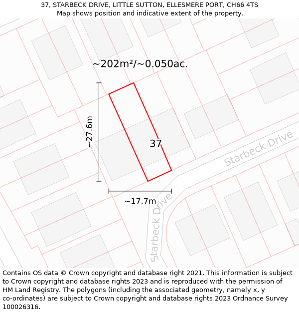 37, STARBECK DRIVE, LITTLE SUTTON, ELLESMERE PORT, CH66 4TS: Plot and title map