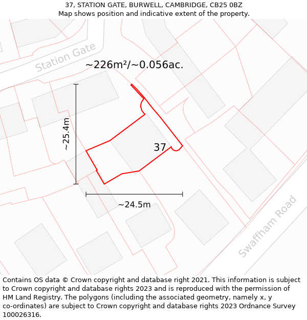 37, STATION GATE, BURWELL, CAMBRIDGE, CB25 0BZ: Plot and title map