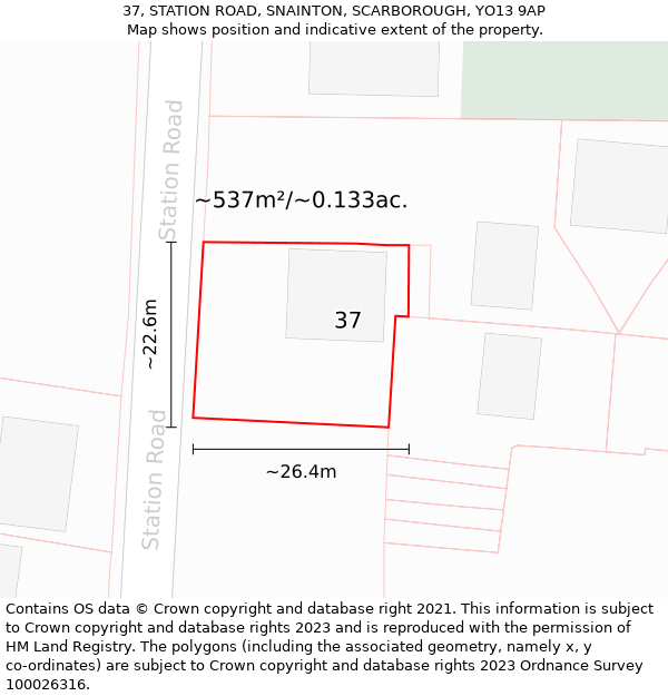 37, STATION ROAD, SNAINTON, SCARBOROUGH, YO13 9AP: Plot and title map