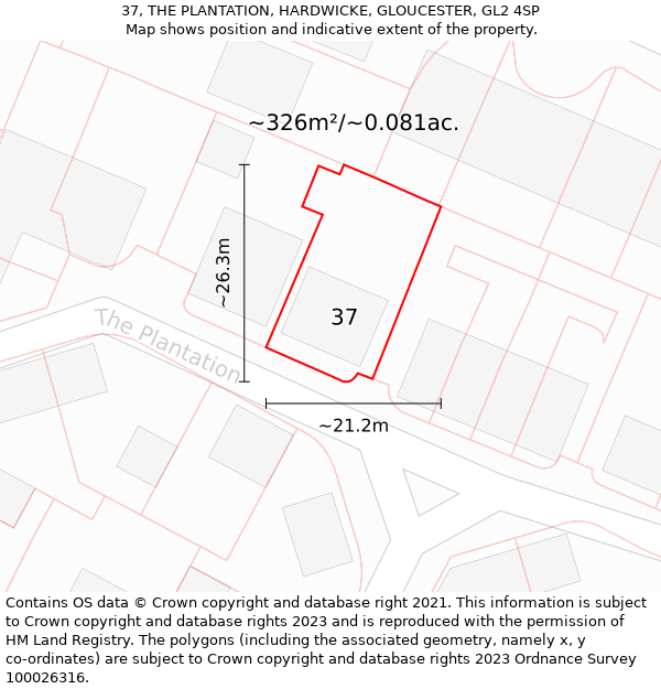 37, THE PLANTATION, HARDWICKE, GLOUCESTER, GL2 4SP: Plot and title map