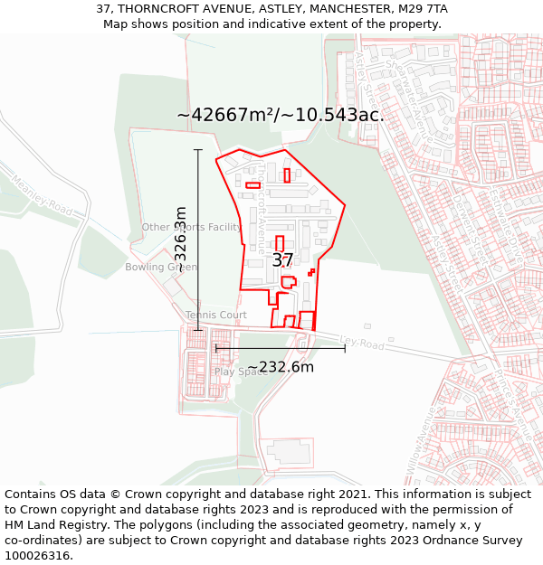 37, THORNCROFT AVENUE, ASTLEY, MANCHESTER, M29 7TA: Plot and title map