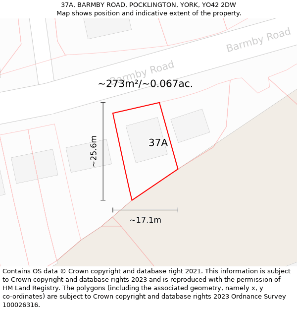 37A, BARMBY ROAD, POCKLINGTON, YORK, YO42 2DW: Plot and title map