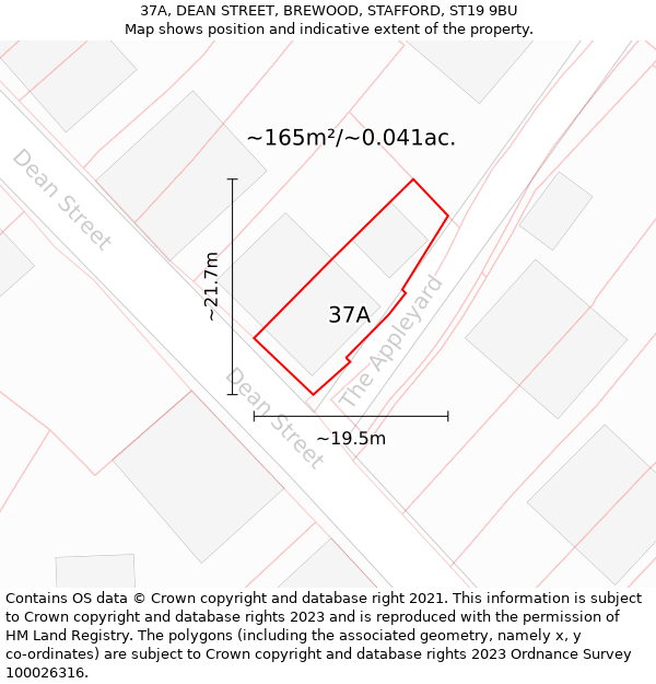 37A, DEAN STREET, BREWOOD, STAFFORD, ST19 9BU: Plot and title map