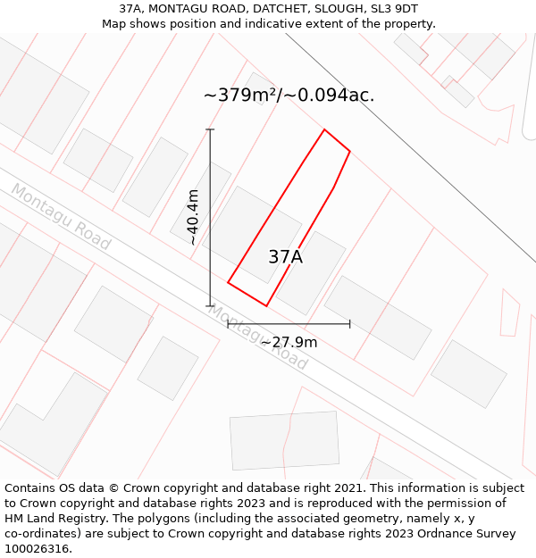 37A, MONTAGU ROAD, DATCHET, SLOUGH, SL3 9DT: Plot and title map