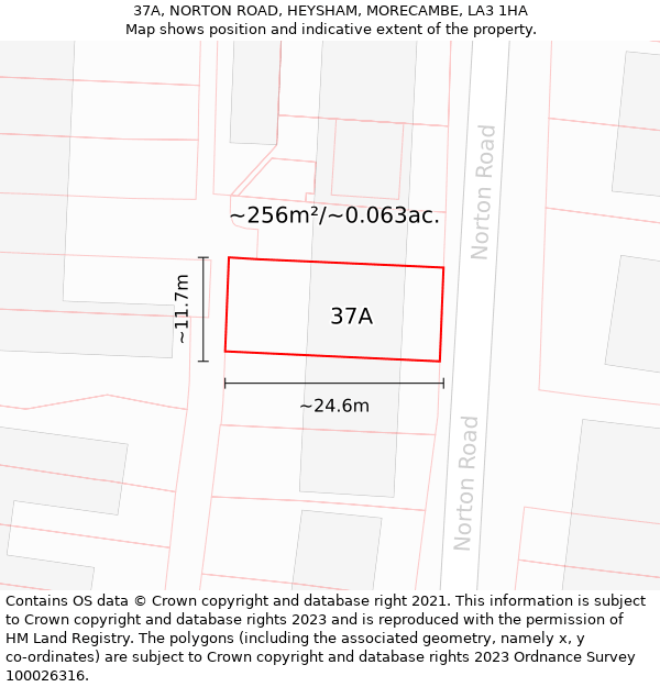 37A, NORTON ROAD, HEYSHAM, MORECAMBE, LA3 1HA: Plot and title map