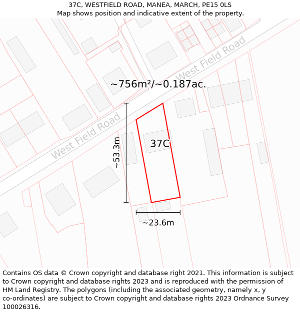 37C, WESTFIELD ROAD, MANEA, MARCH, PE15 0LS: Plot and title map