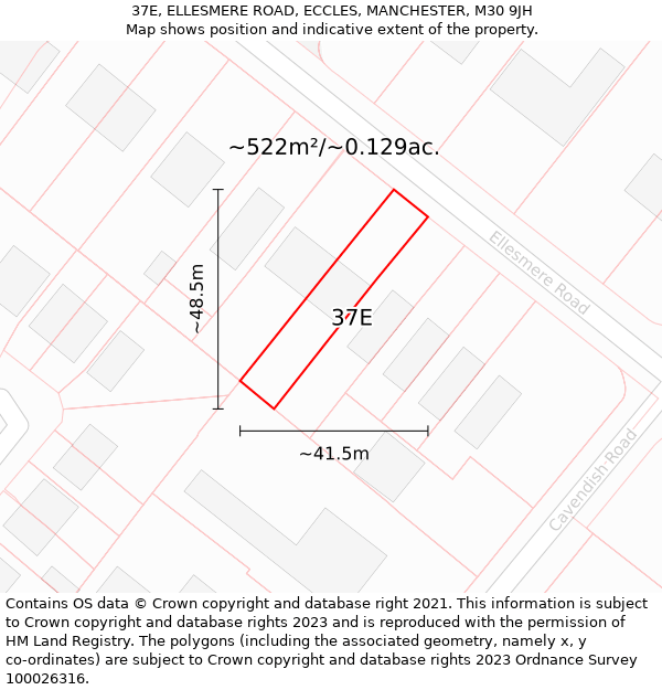 37E, ELLESMERE ROAD, ECCLES, MANCHESTER, M30 9JH: Plot and title map