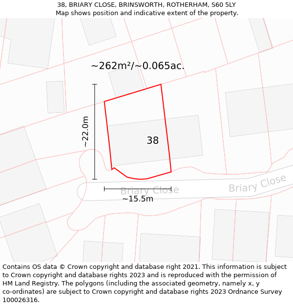 38, BRIARY CLOSE, BRINSWORTH, ROTHERHAM, S60 5LY: Plot and title map