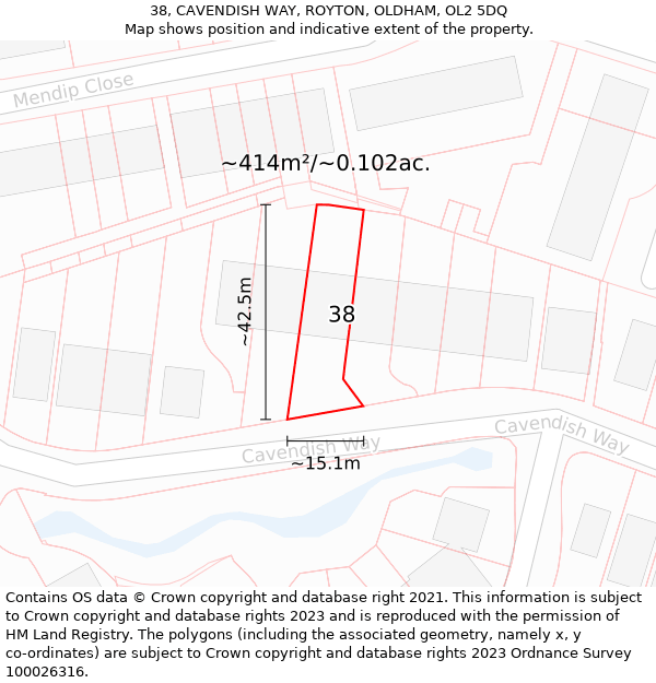 38, CAVENDISH WAY, ROYTON, OLDHAM, OL2 5DQ: Plot and title map