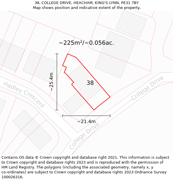 38, COLLEGE DRIVE, HEACHAM, KING'S LYNN, PE31 7BY: Plot and title map