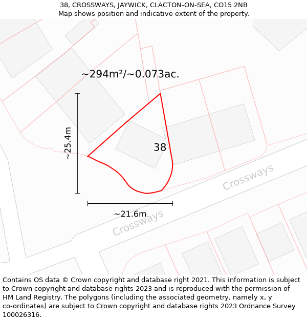 38, CROSSWAYS, JAYWICK, CLACTON-ON-SEA, CO15 2NB: Plot and title map