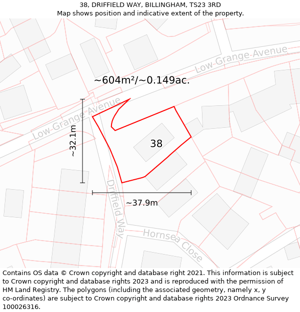 38, DRIFFIELD WAY, BILLINGHAM, TS23 3RD: Plot and title map