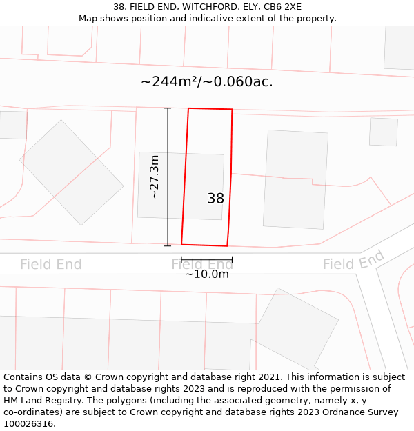 38, FIELD END, WITCHFORD, ELY, CB6 2XE: Plot and title map