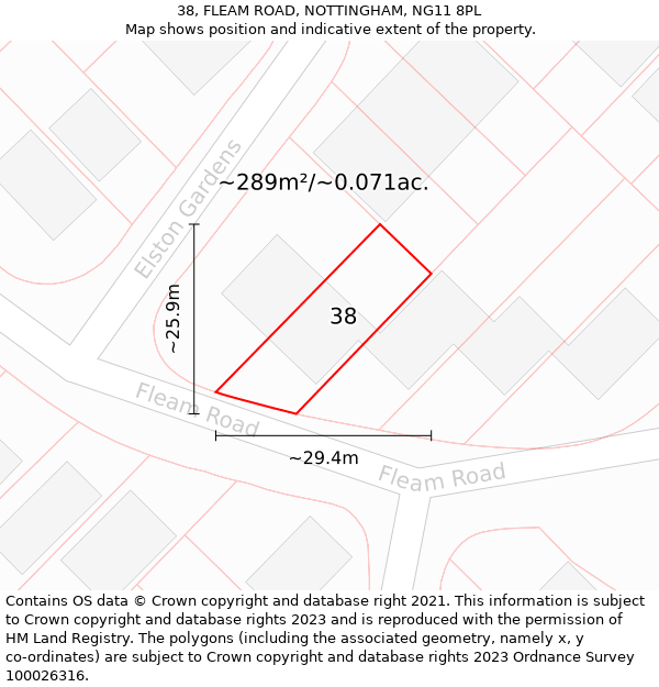 38, FLEAM ROAD, NOTTINGHAM, NG11 8PL: Plot and title map