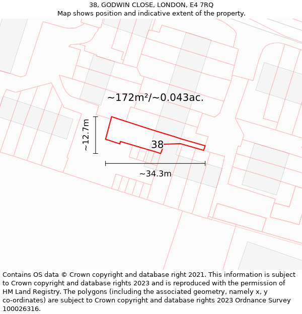 38, GODWIN CLOSE, LONDON, E4 7RQ: Plot and title map