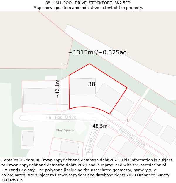 38, HALL POOL DRIVE, STOCKPORT, SK2 5ED: Plot and title map