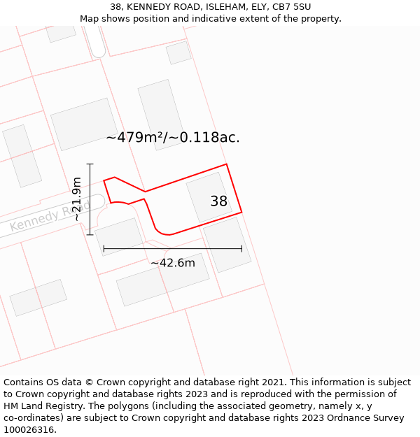 38, KENNEDY ROAD, ISLEHAM, ELY, CB7 5SU: Plot and title map