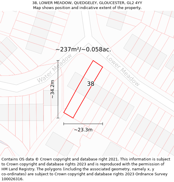 38, LOWER MEADOW, QUEDGELEY, GLOUCESTER, GL2 4YY: Plot and title map