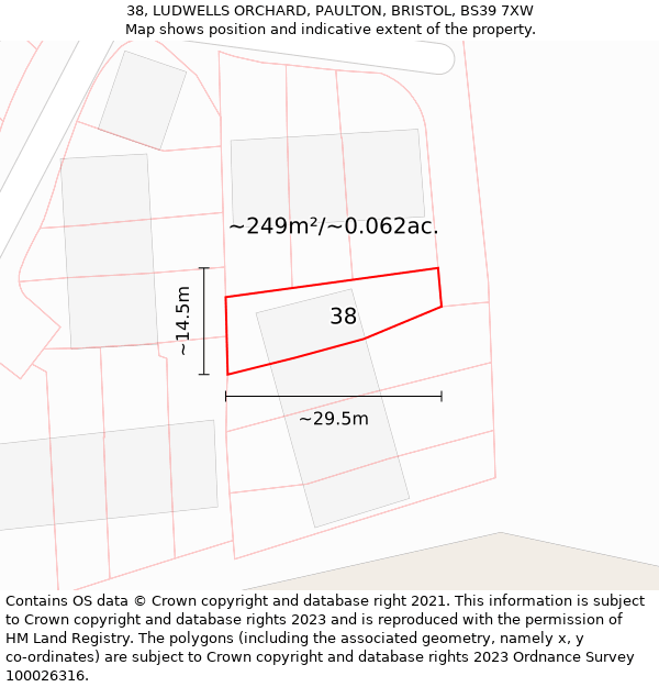 38, LUDWELLS ORCHARD, PAULTON, BRISTOL, BS39 7XW: Plot and title map