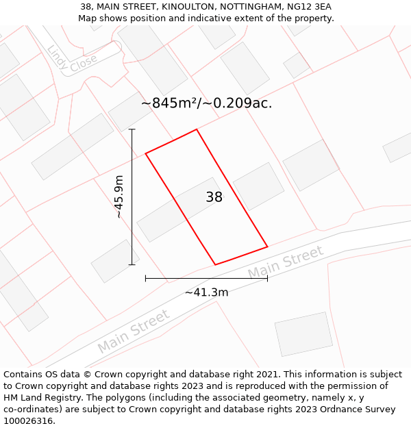 38, MAIN STREET, KINOULTON, NOTTINGHAM, NG12 3EA: Plot and title map