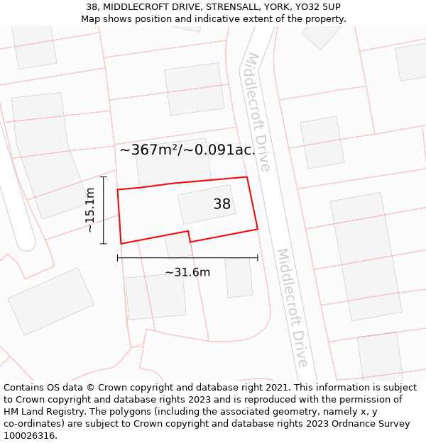 38, MIDDLECROFT DRIVE, STRENSALL, YORK, YO32 5UP: Plot and title map