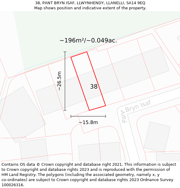 38, PANT BRYN ISAF, LLWYNHENDY, LLANELLI, SA14 9EQ: Plot and title map