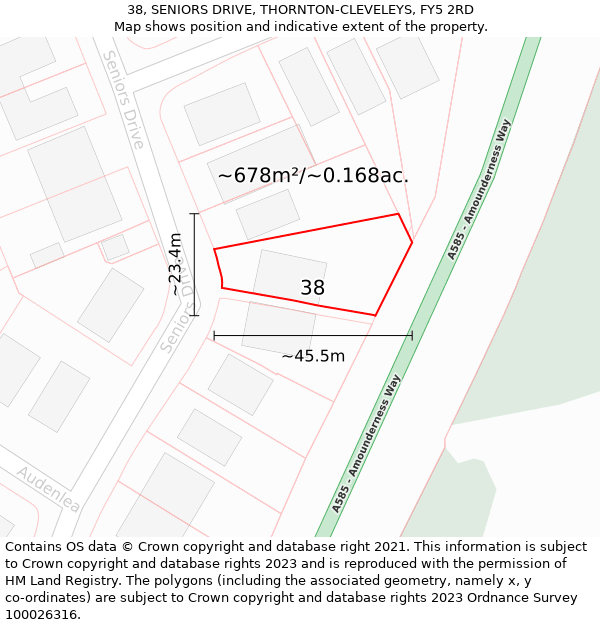 38, SENIORS DRIVE, THORNTON-CLEVELEYS, FY5 2RD: Plot and title map