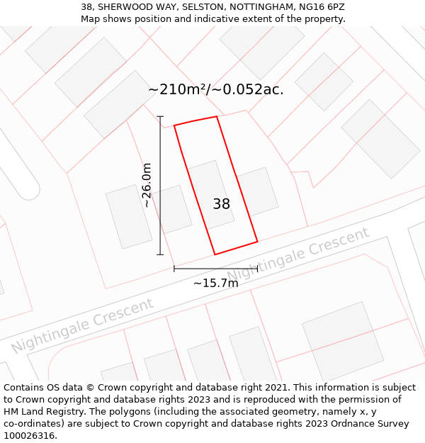 38, SHERWOOD WAY, SELSTON, NOTTINGHAM, NG16 6PZ: Plot and title map