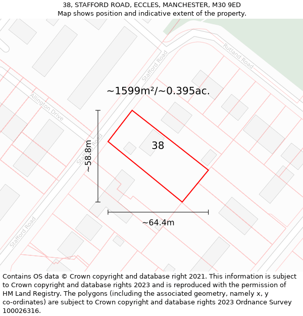 38, STAFFORD ROAD, ECCLES, MANCHESTER, M30 9ED: Plot and title map