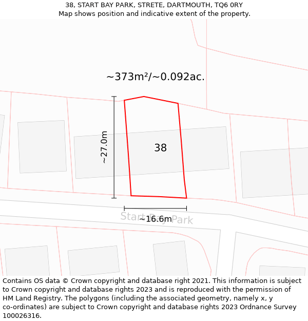 38, START BAY PARK, STRETE, DARTMOUTH, TQ6 0RY: Plot and title map