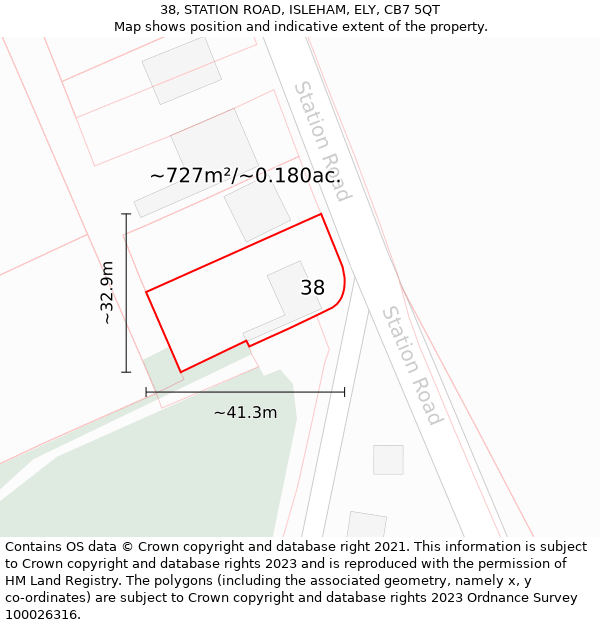 38, STATION ROAD, ISLEHAM, ELY, CB7 5QT: Plot and title map