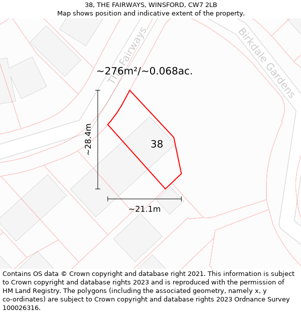 38, THE FAIRWAYS, WINSFORD, CW7 2LB: Plot and title map